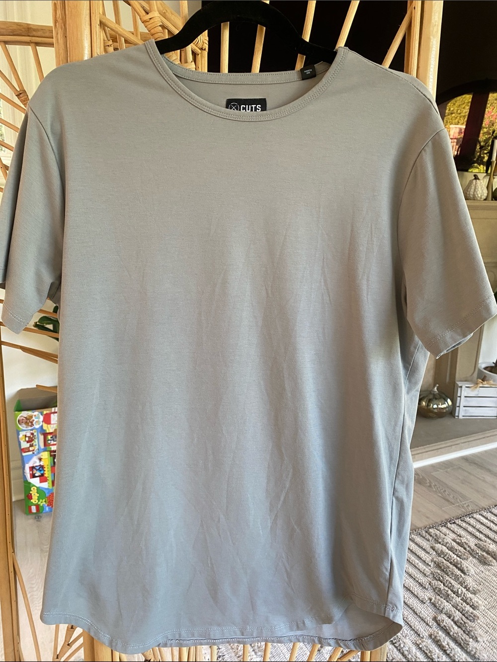 Cuts Clothing Men's Crew Neck Short Sleeve Tee in Light Gray